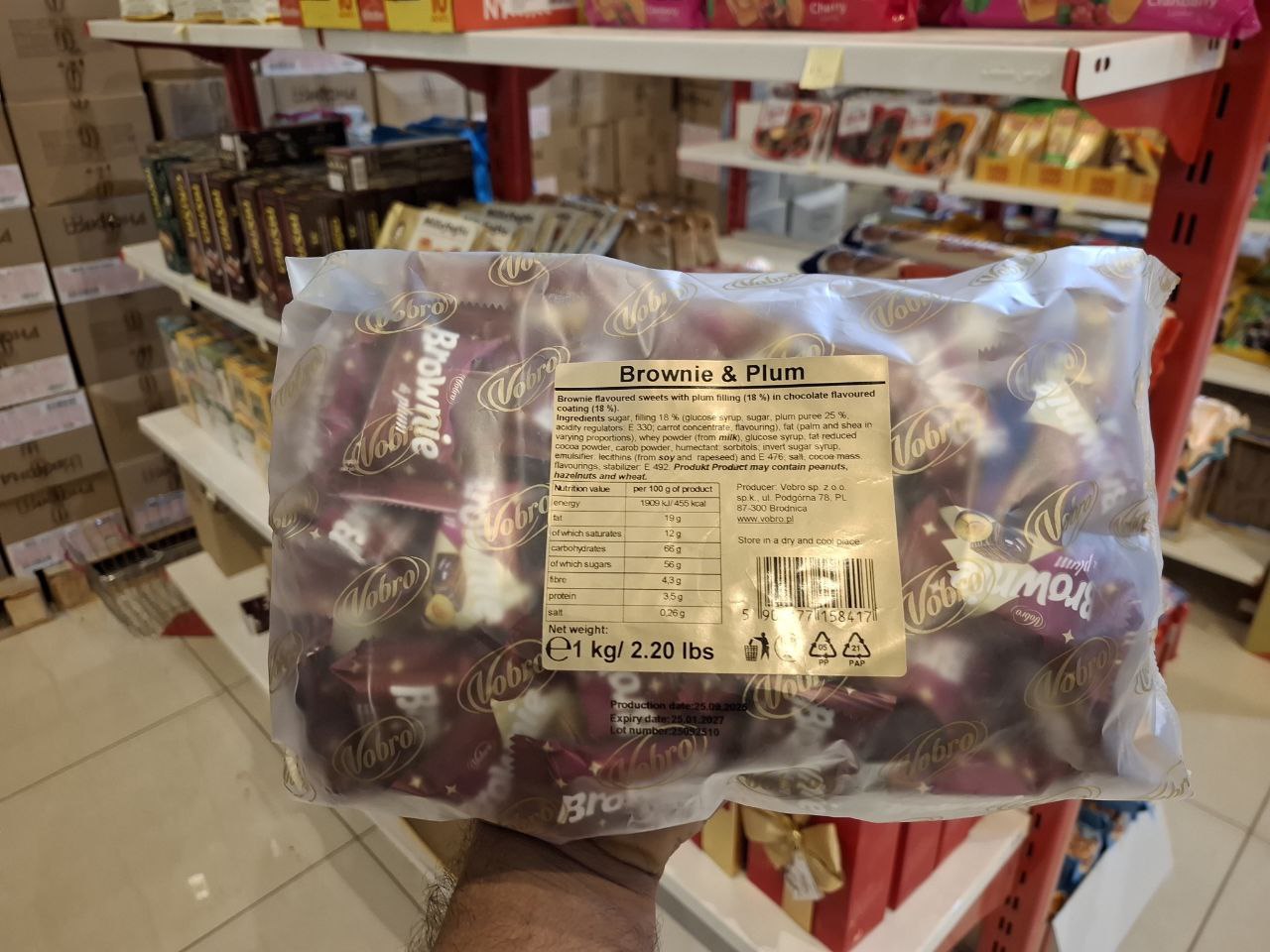 شکلات براونی وبرو لهستان،یک کیلوگرمی|دارای قیمت عمده برای فروشگاه ها و پخش کنندگان